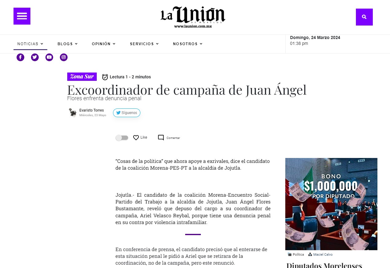 Excoordinador de campaña de Juan Ángel Flores enfrenta denuncia penal