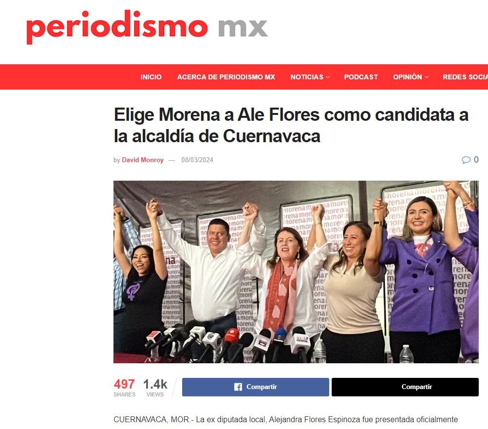 Elige Morena a Ale Flores como candidata a la alcaldía de Cuernavaca