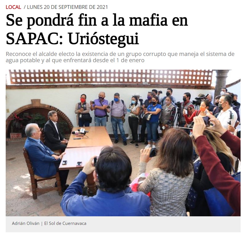 Se pondrá fin a la mafia en SAPAC: Urióstegui