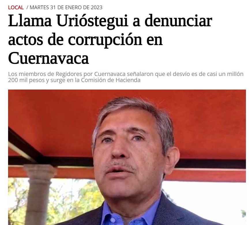 Llama Urióstegui a denunciar actos de corrupción en Cuernavaca