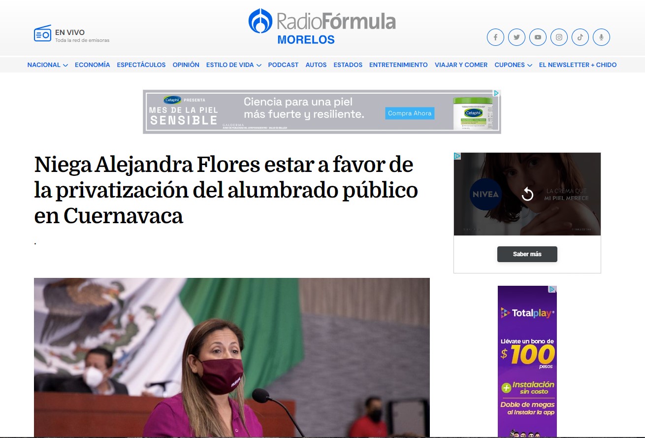 Niega Alejandra Flores estar a favor de la privatización del alumbrado público en Cuernavaca